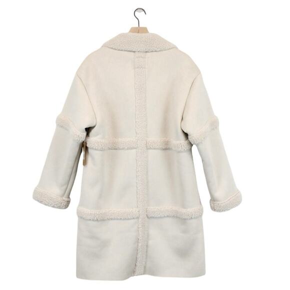 Bearpaw Suede Sherpa Mixed Media Casual Long Coat Tan Size Large NWT - Picture 8 of 13